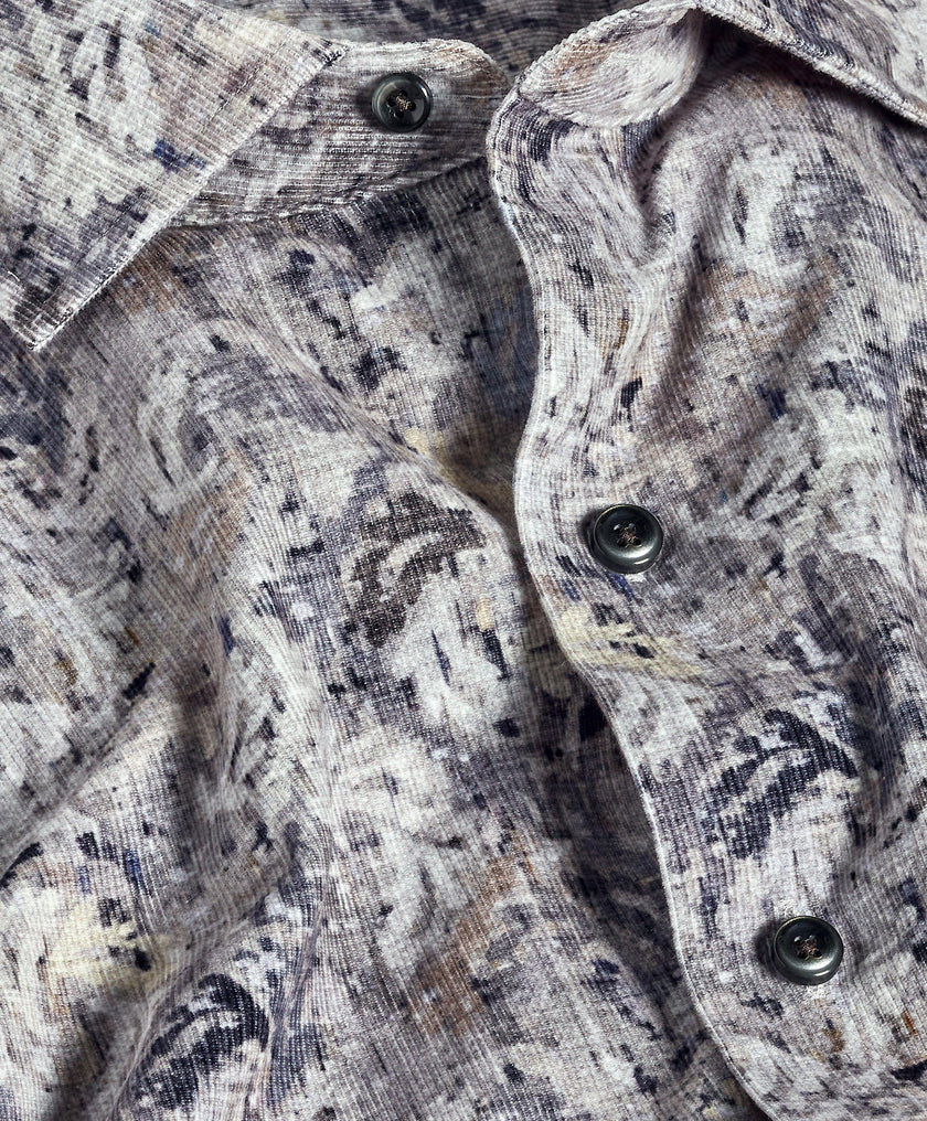 Charcoal & Multi Botanical Corduroy Sport Shirt