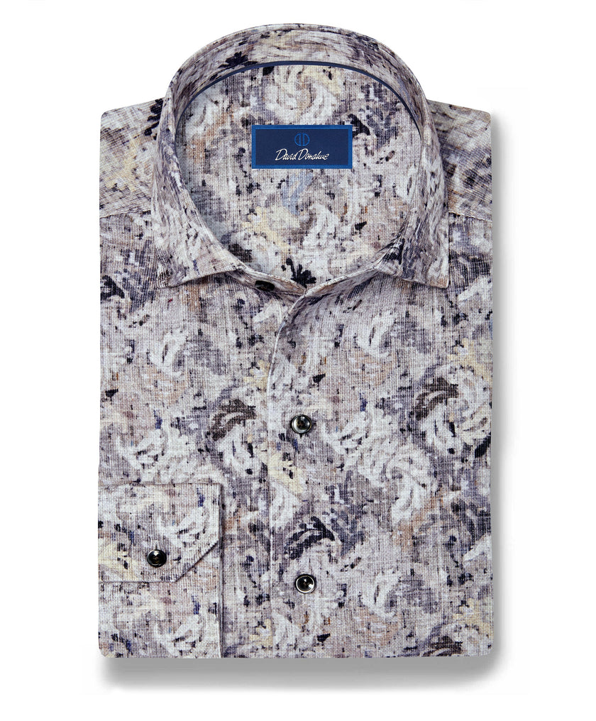 Charcoal & Multi Botanical Corduroy Sport Shirt