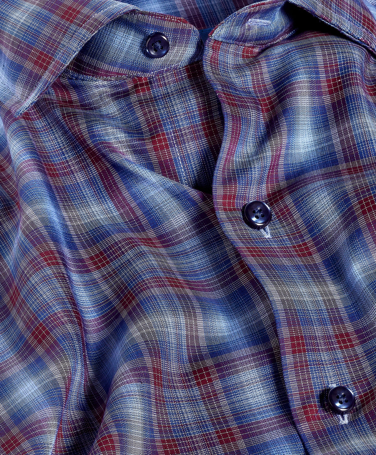 Navy & Merlot Check Sport Shirt