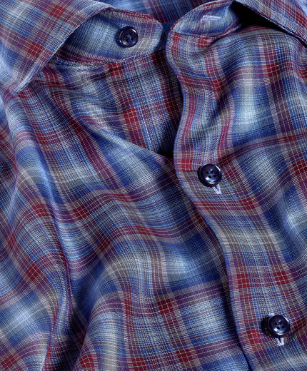Navy & Merlot Check Sport Shirt