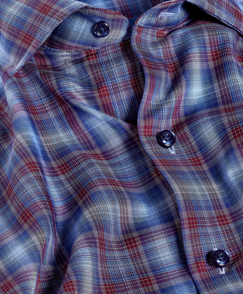 Navy & Merlot Check Sport Shirt