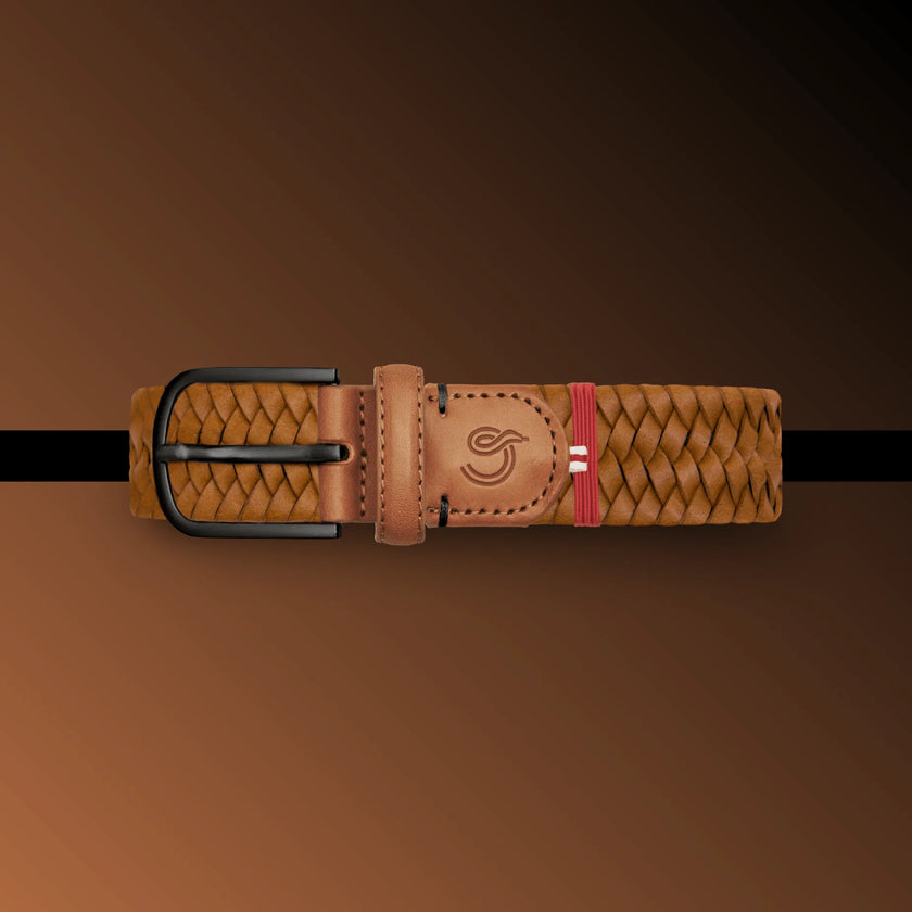 Dallas LEATHER Camel brown Black buckle