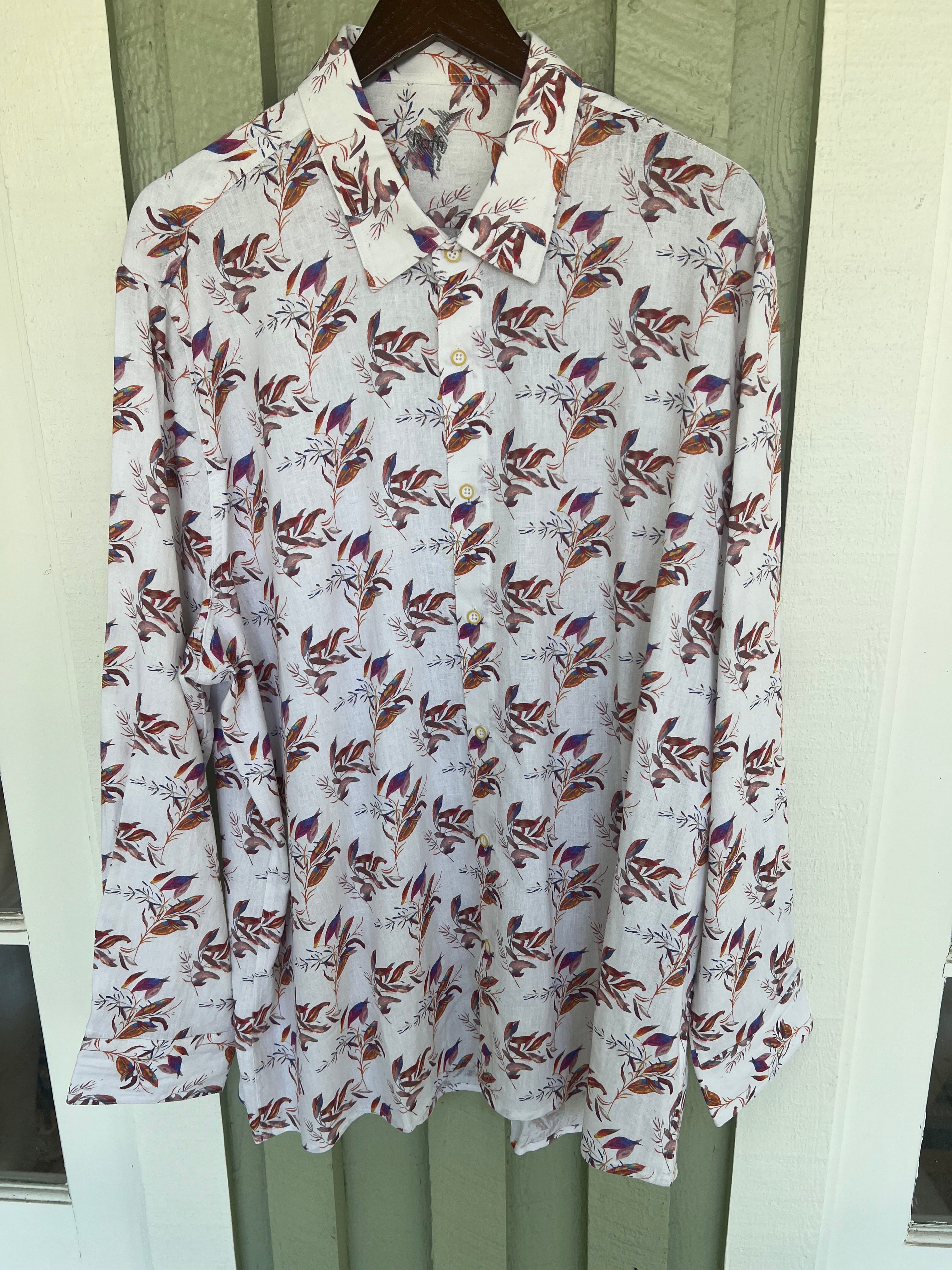 Leaf Print Linen Shirt