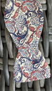 Navy and Burgundy Paisley Bowtie