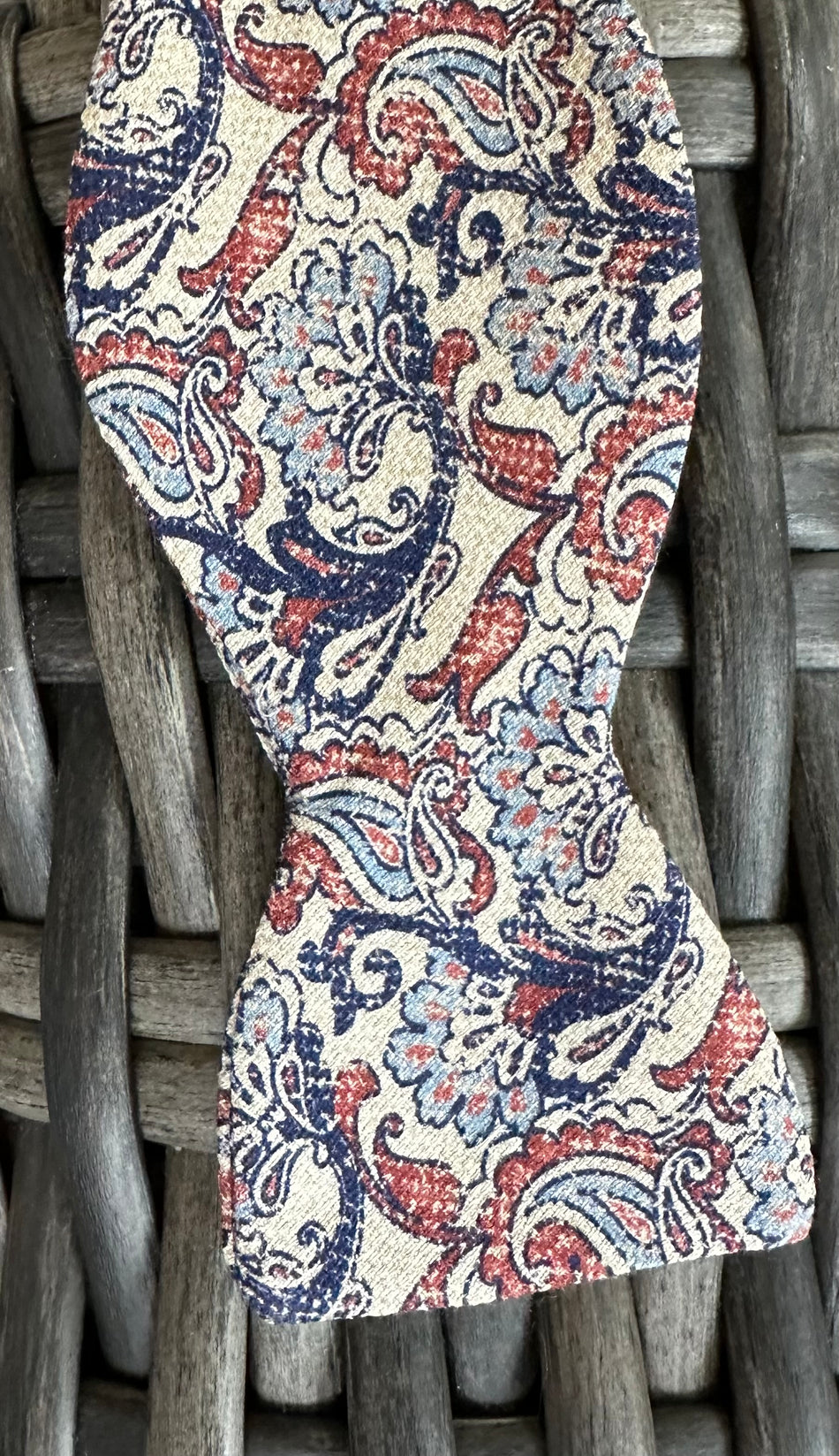 Navy and Burgundy Paisley Bowtie