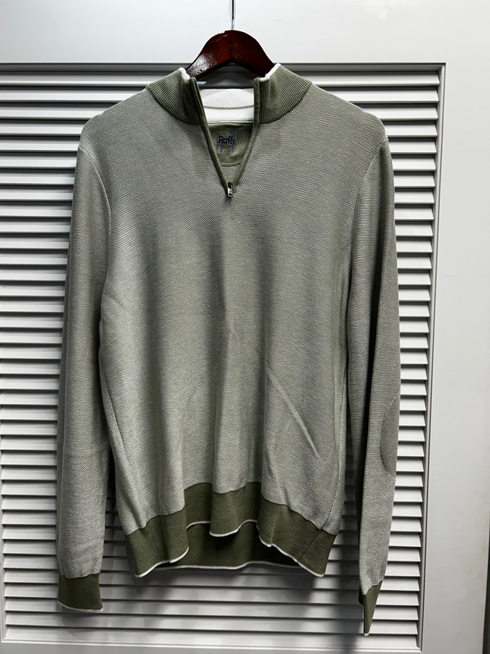 Quarter Zip Sweater with Elbow Patch