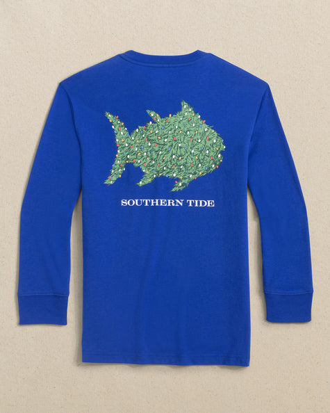 Youth Fish Holiday Lights Long Sleeve Tee