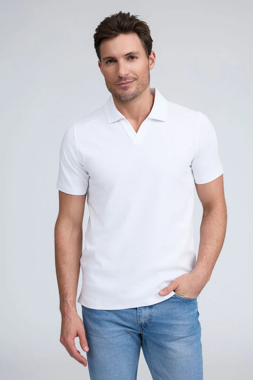 Short Sleeve Texture Johnny Collar Shirt