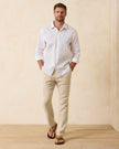 Beach Coast Linen-Blend Elastic-Waist Pants