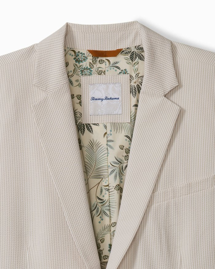 Stretch-Seersucker Sand Stripe Blazer