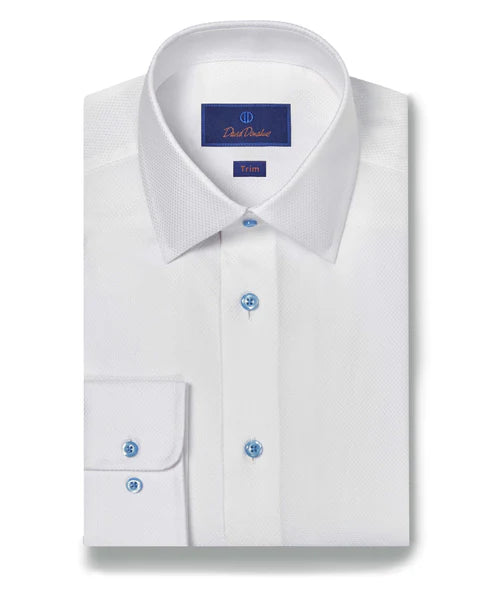 White Textured Dobby Dress Shirt