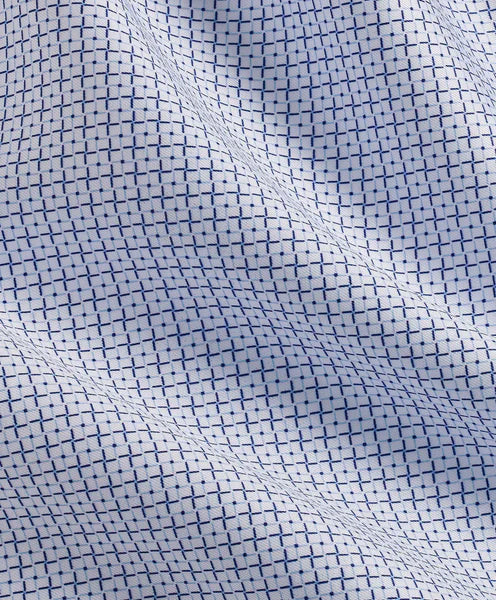 White & Navy Geometric Dress Shirt