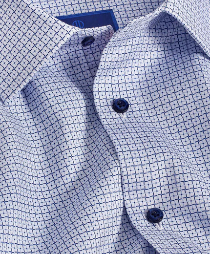 White & Navy Geometric Dress Shirt