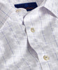 White and Blue Sateen Dobby Check Dress Shirt