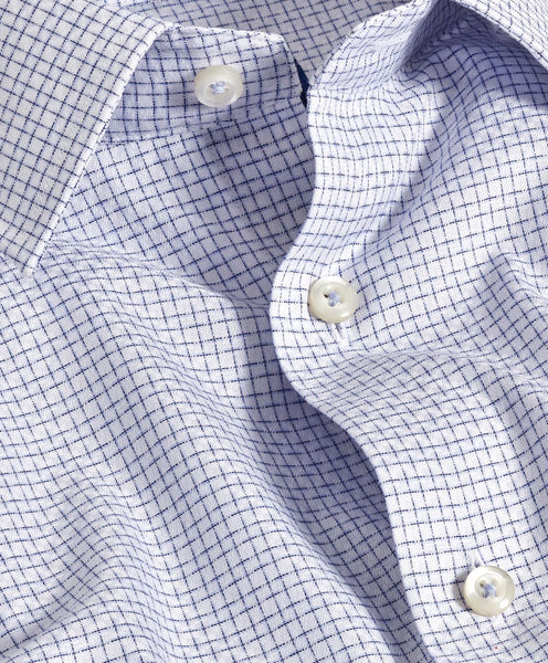 White & Blue Shadow Check Dress Shirt