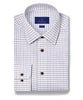 Blue and Brown Textured Check Dress Shirt