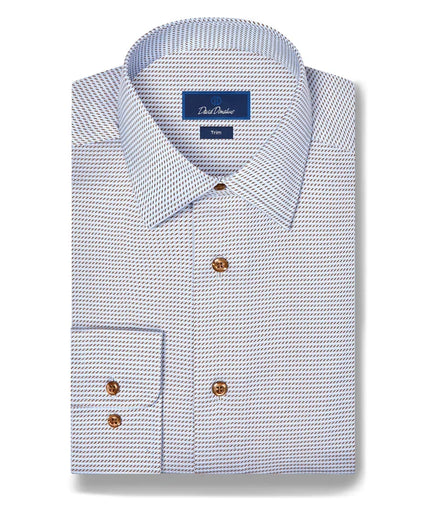Sky & Chocolate Textured Twill Dress Shirt