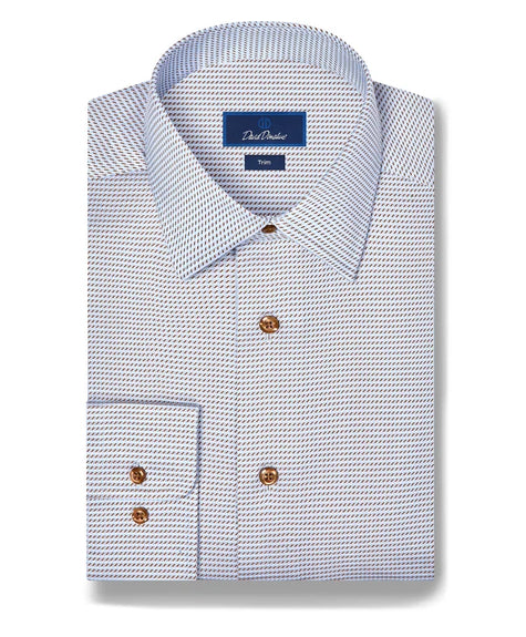 Sky & Chocolate Textured Twill Dress Shirt