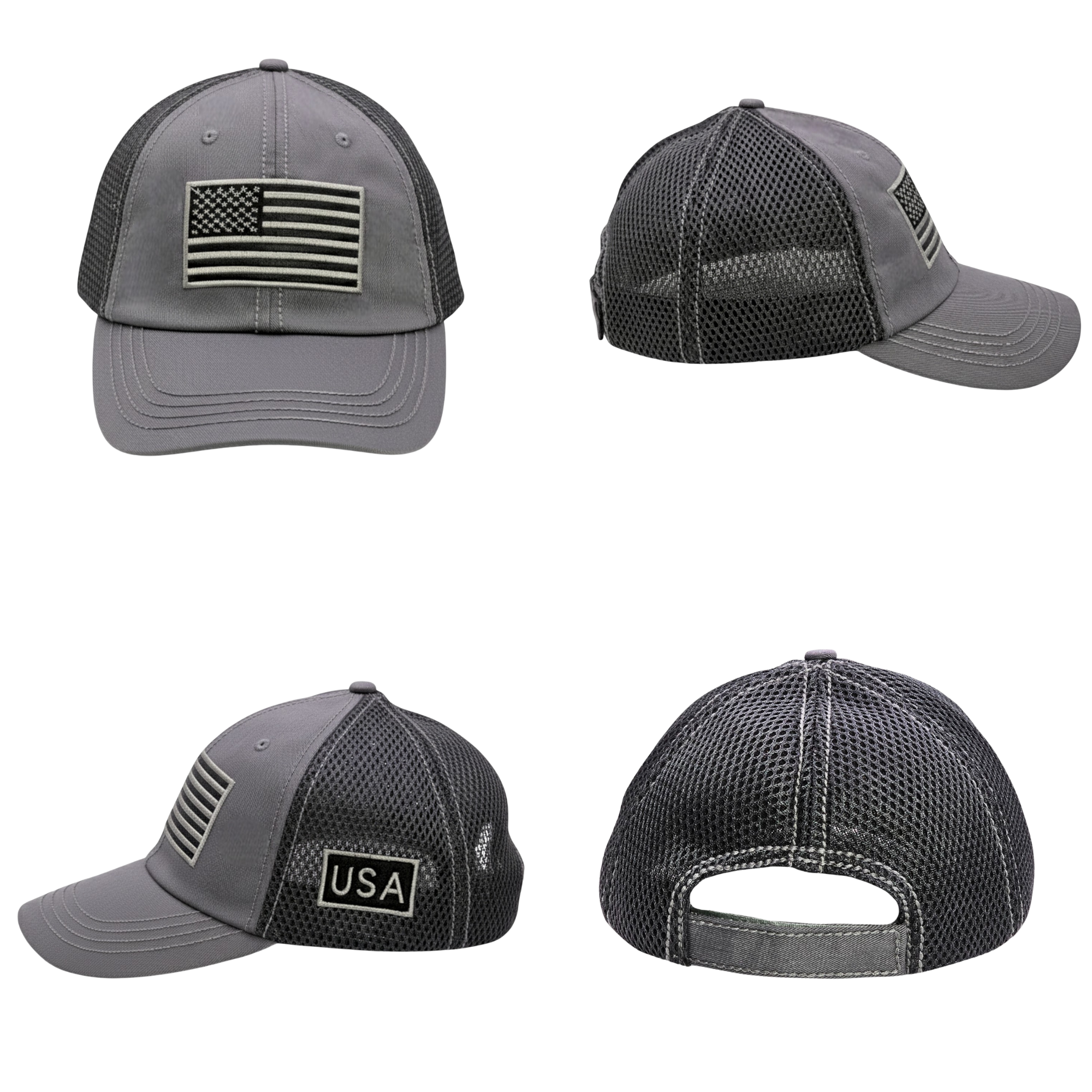 USA Tactical Trucker Cap – Double Mesh Back American Flag Hat (Online Only)