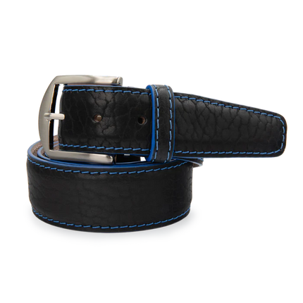 American Bison - Black w/ Denim Blue edge & Stitching Belt