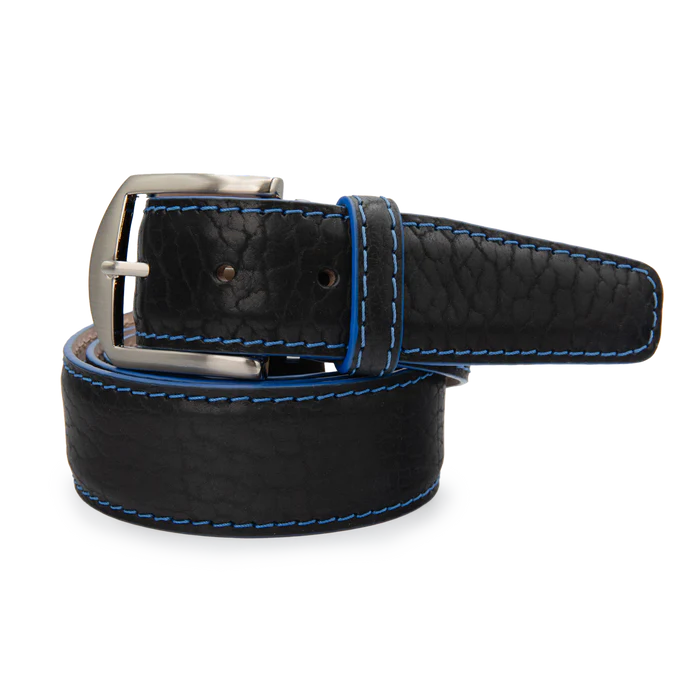 American Bison - Black w/ Denim Blue edge & Stitching Belt