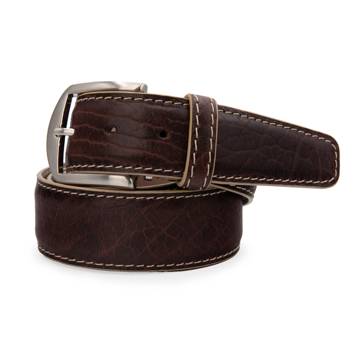 American Bison - Brown w/ Beige Stitching Belt