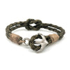 Men's Bracelet - Leather Knot Bracelet with Anchor Closure