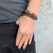 Men's Bracelet - Leather, Jute 3 part Bracelet with button and loop closure