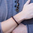 Men's Bracelet - Braided leather bracelet with pull closure