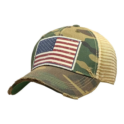 Distressed Flag Camo Hat