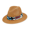 Paper Straw Fedora Hat with Tropical Ribbon Trim