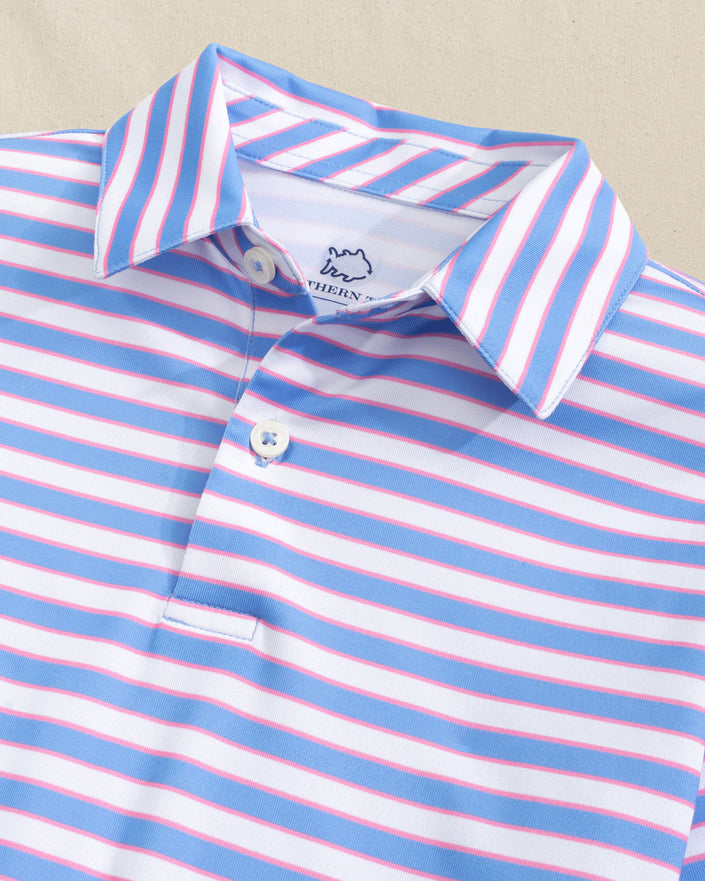 Boys Driver Waterway Stripe Perf Polo
