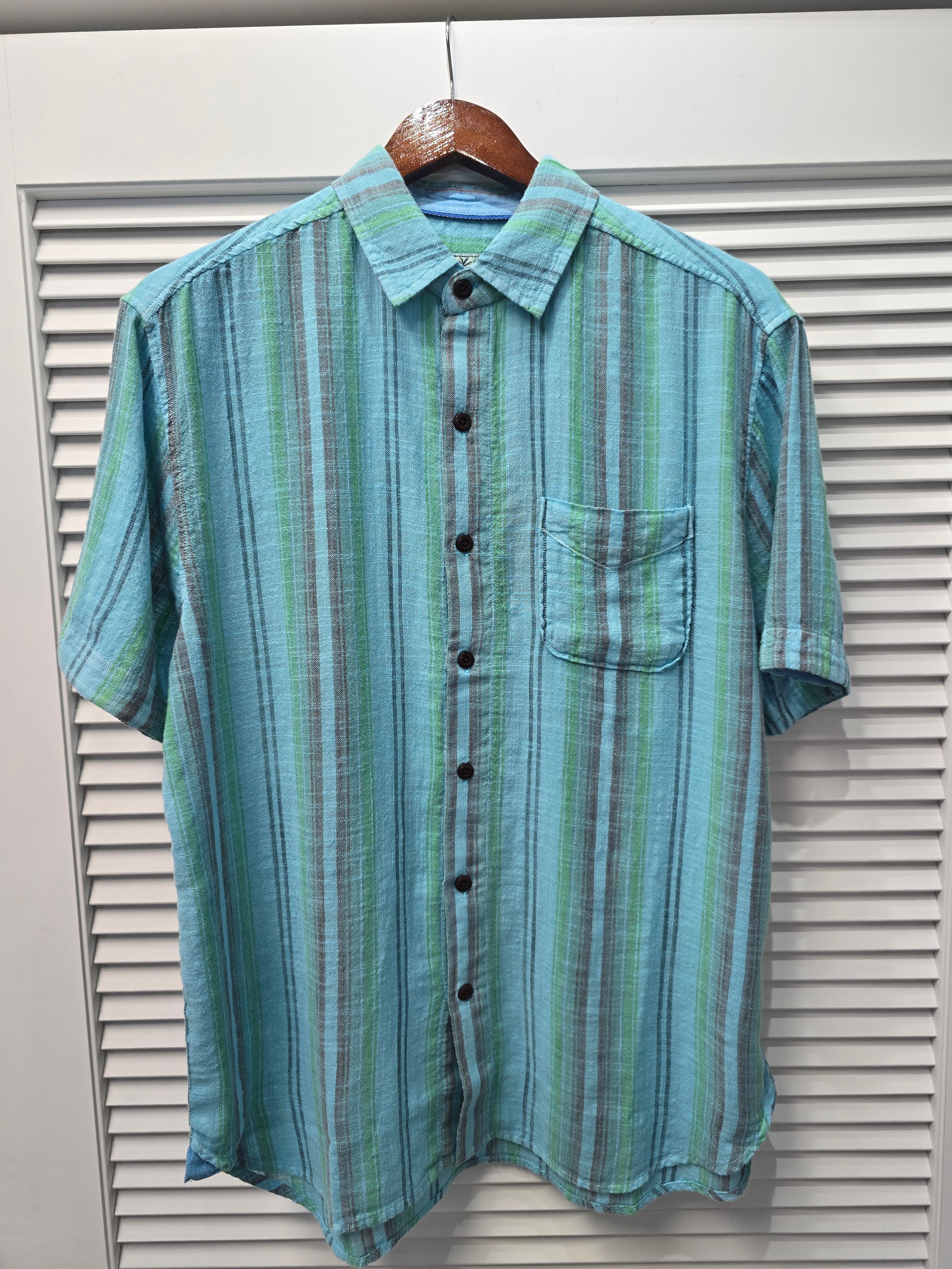 Serape Stripe Short Sleeve Button Down Shirt