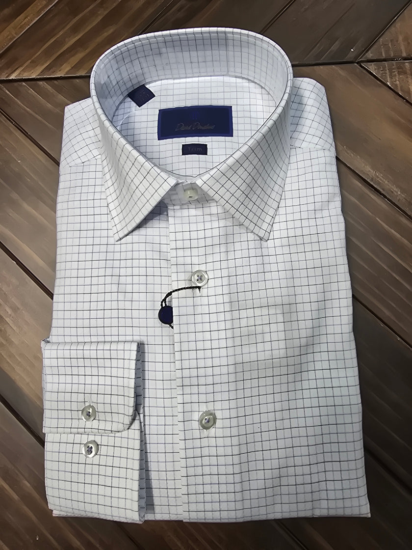 White and Blue Trim Dress Shirt