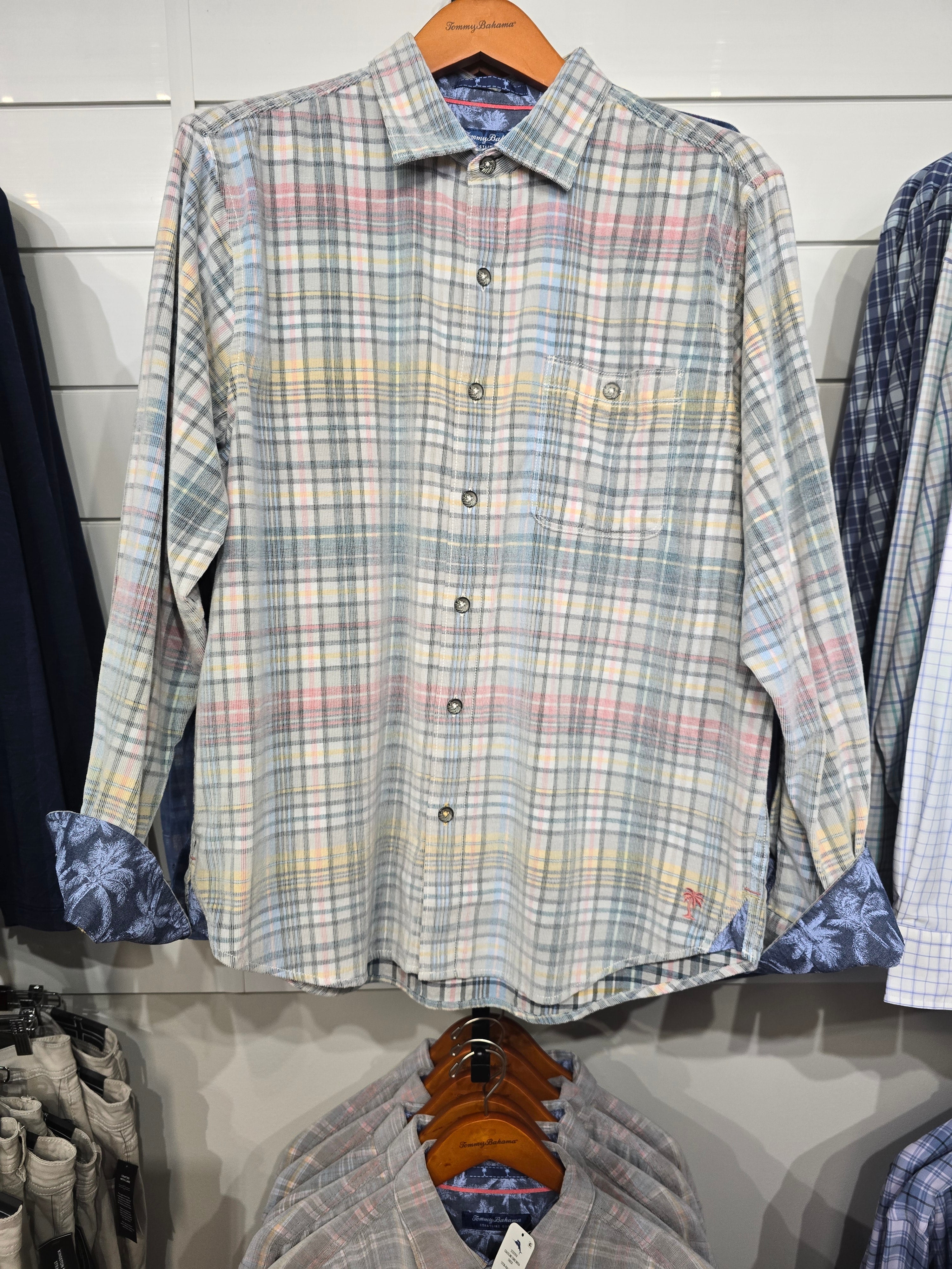 Coastline Cord Harbor Check Long Sleeve Button Down Shirt