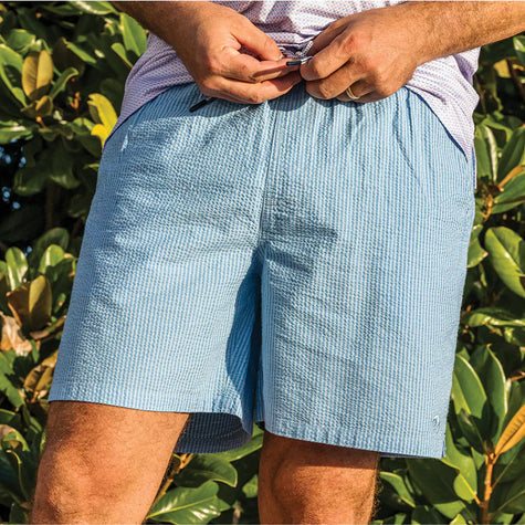 Coastal Seersucker Swim Trunk