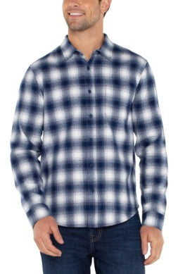 Blue and White Plaid Button Up Shirt