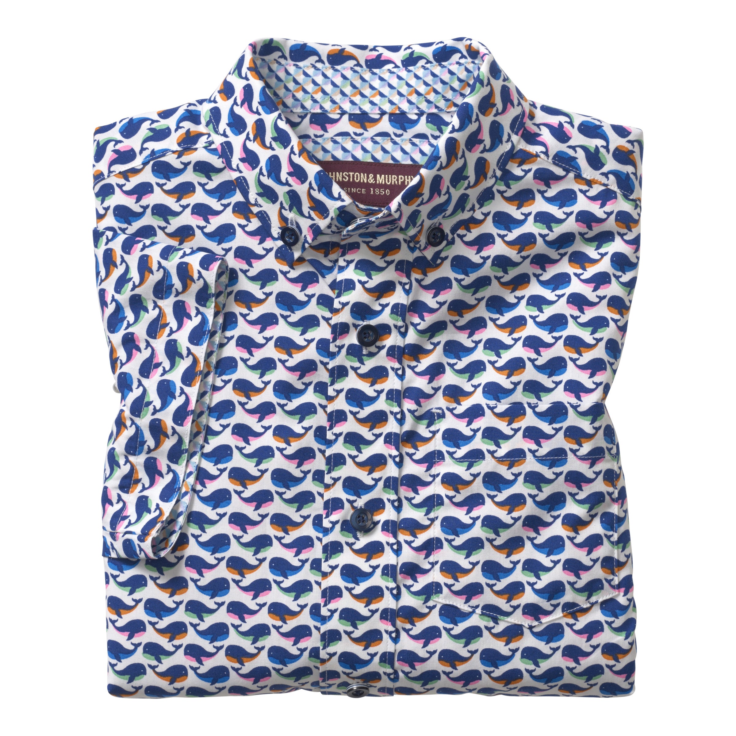 Boys Whale Print Button Down