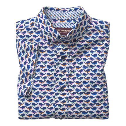 Boys Whale Print Button Down