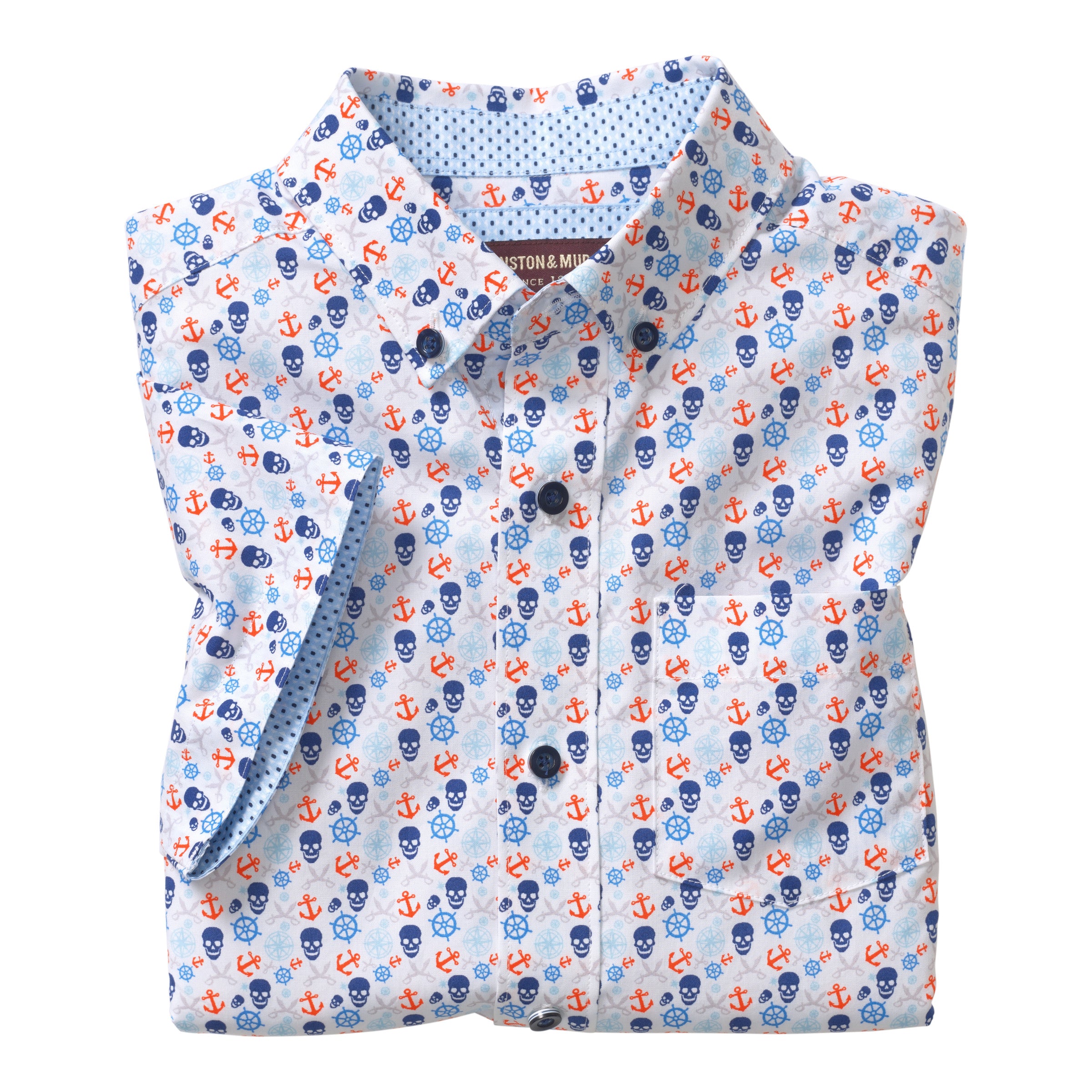 Boys Nautical Print Button Down Shirt