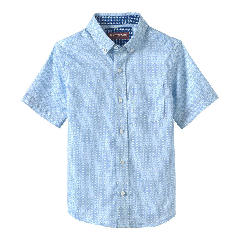 Boys Short Sleeve Airplane Print Shirt
