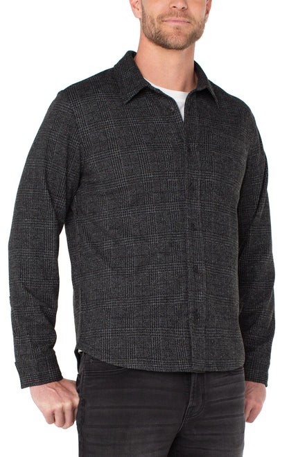 Charcoal and Black Button Front Shirt