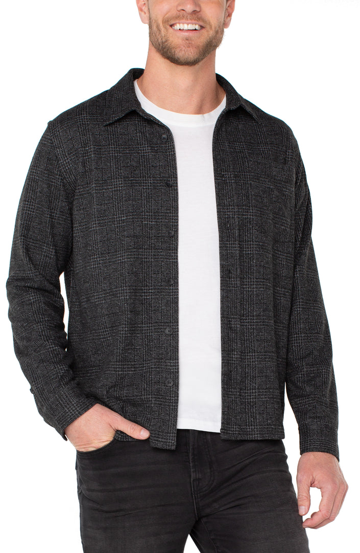 Charcoal and Black Button Front Shirt