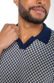 Navy and Cream Johnny Collar Shirt