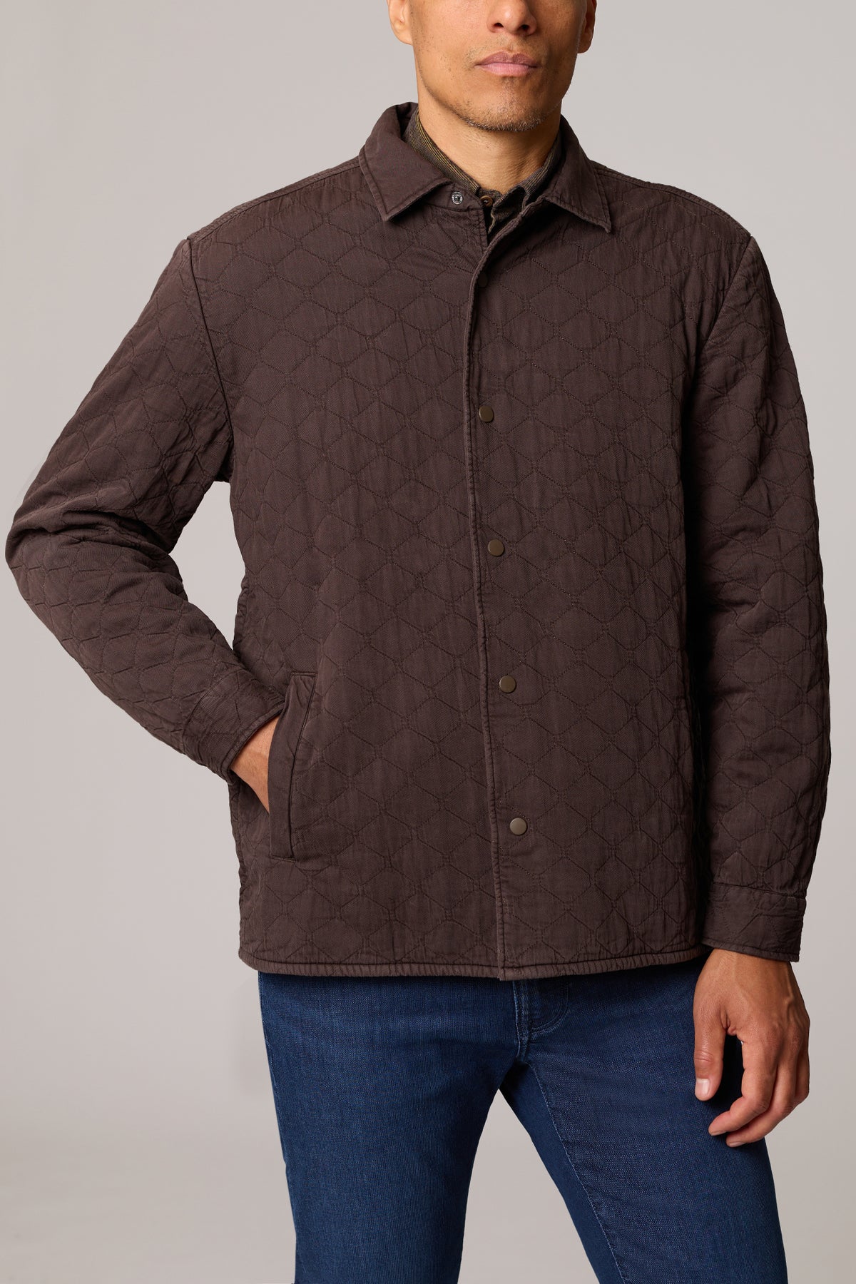 Brown Quilted Overshirt Jacket