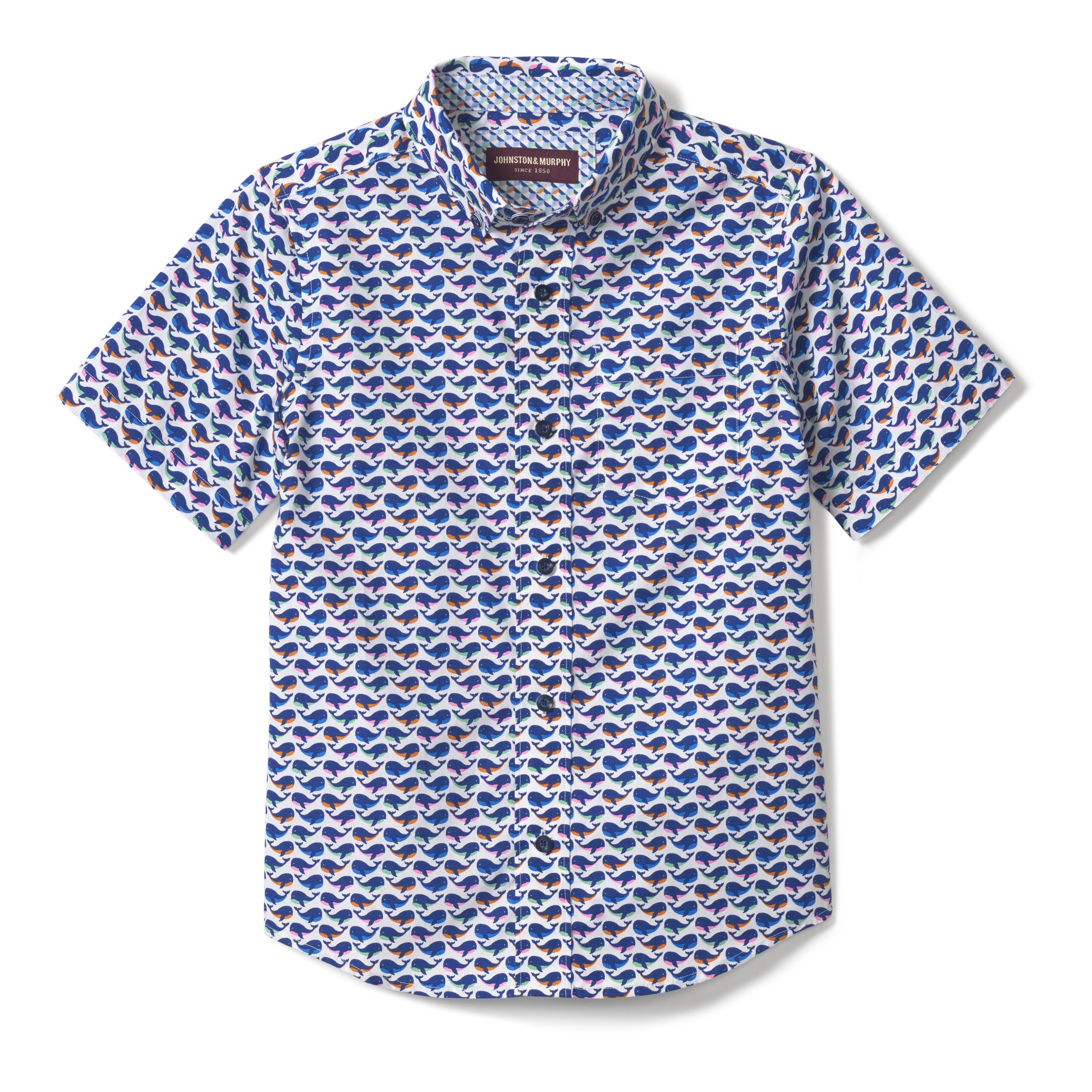 Boys Whale Print Button Down