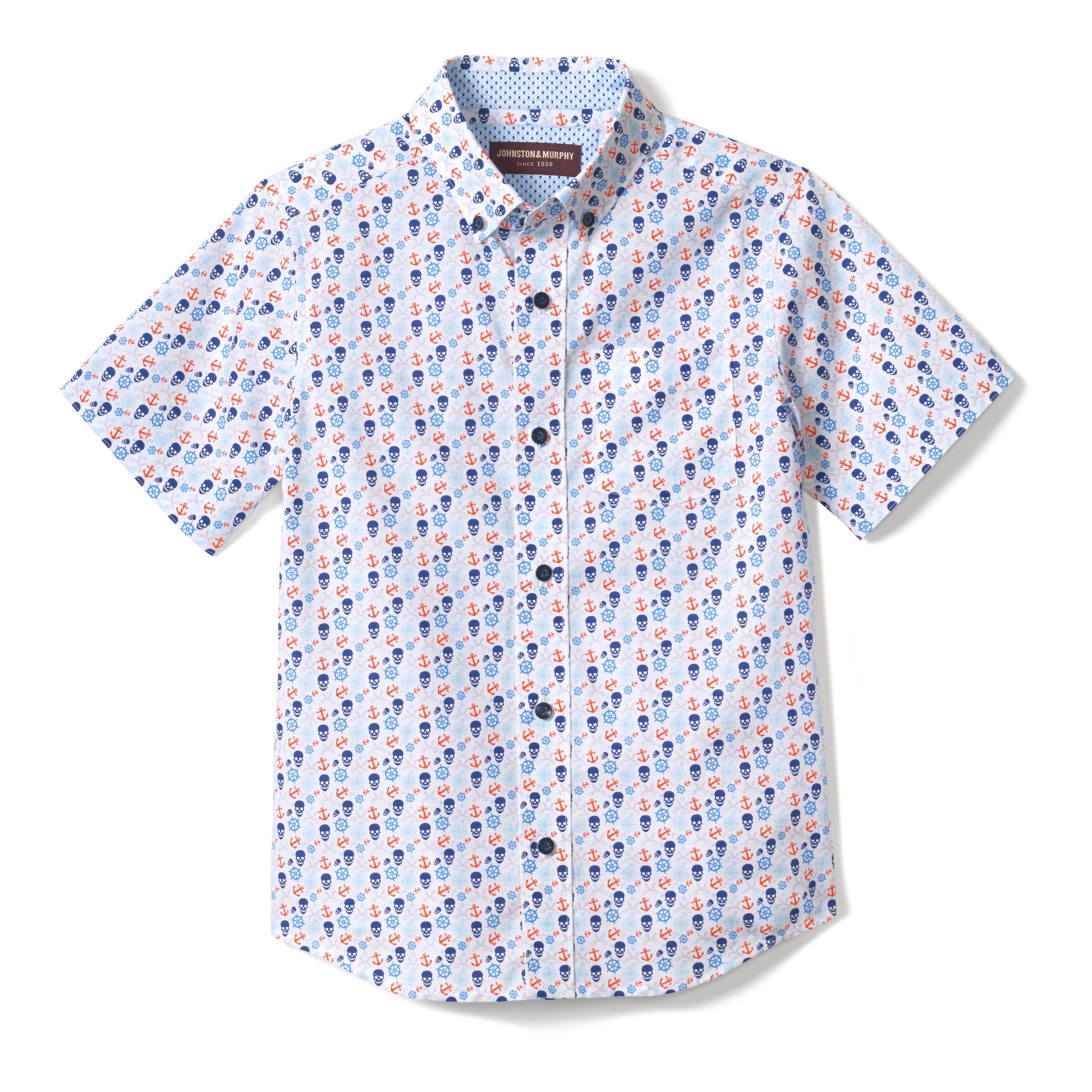 Boys Nautical Print Button Down Shirt