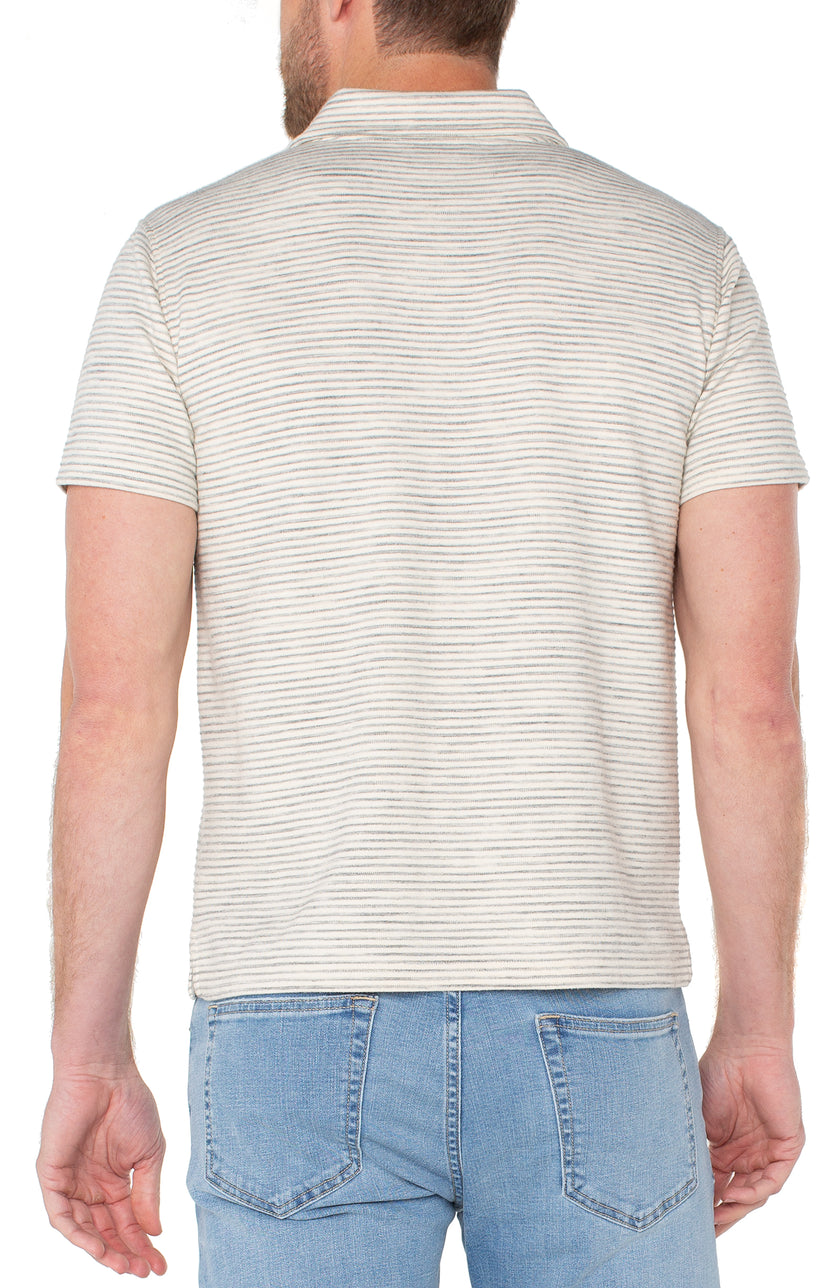 Cream and Gray Stripe Polo
