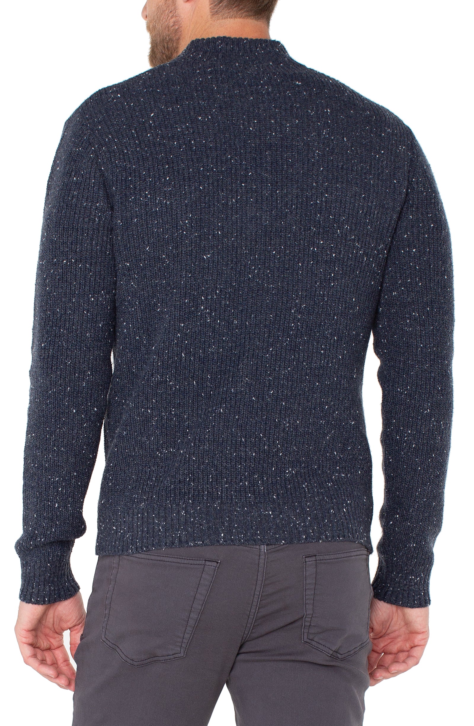 Indigo Blue Donegal Rib Quarter Zip Sweater