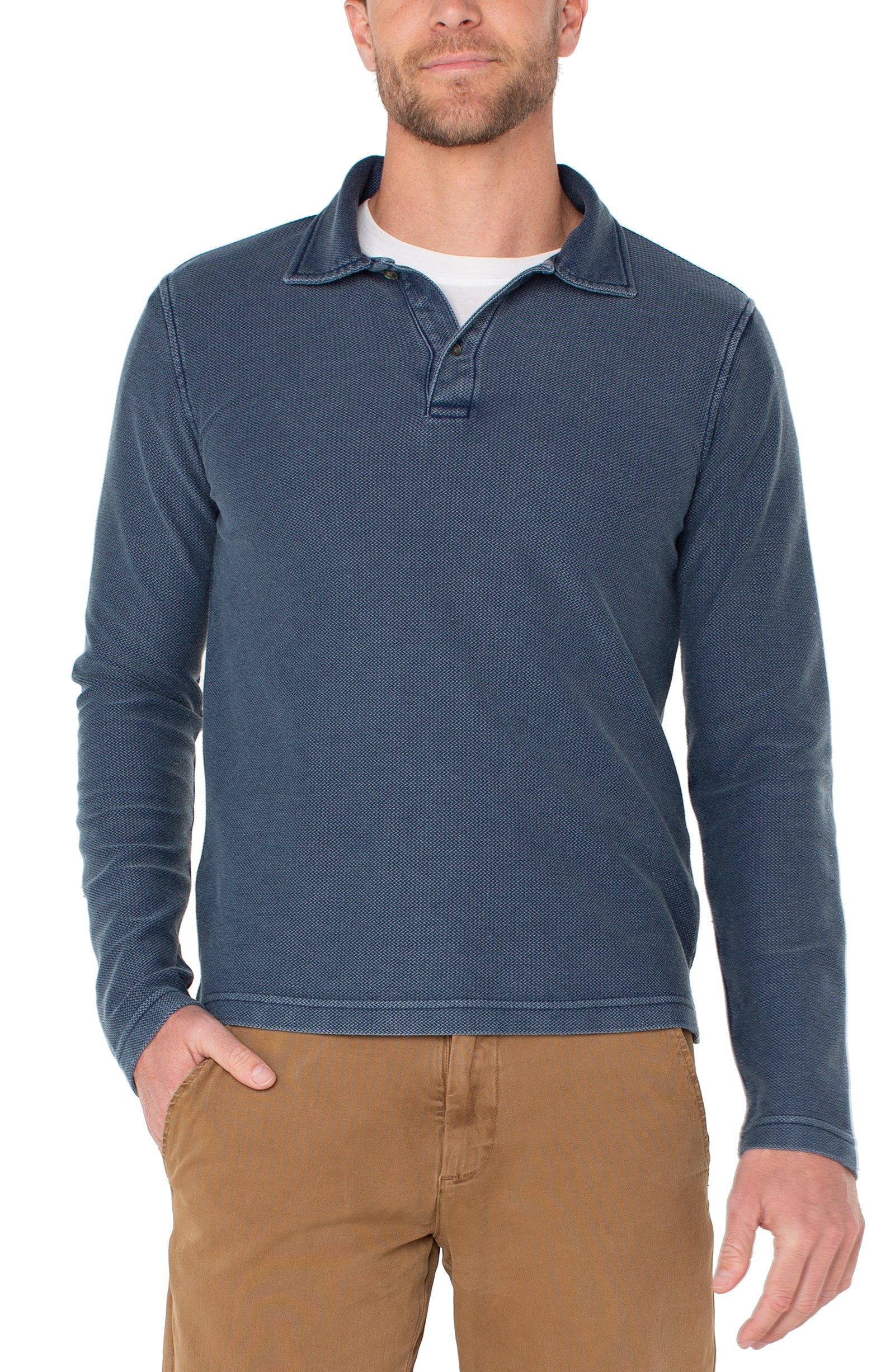 Washed Long Sleeve Polo